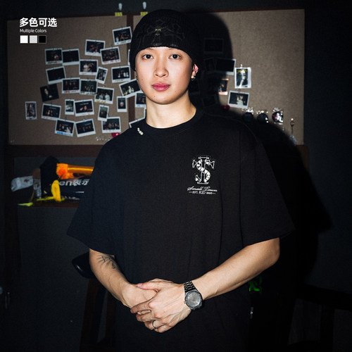 ASEN同款 STK SmallTownKid小香风贴布珍珠短袖T潮流男女半袖体恤