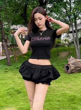 STK SmallTownKid 女装NESA短款插肩袖 丝网弹力胶印美式复古街头