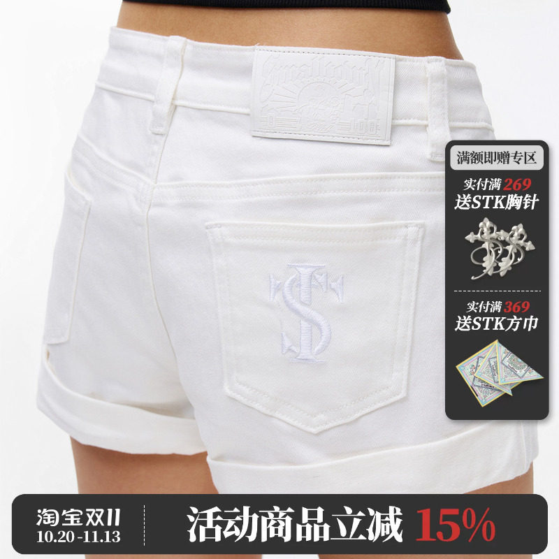 STK SmallTownKid基础翻边牛仔短裤辣妹风低腰显瘦大长腿卷边热裤