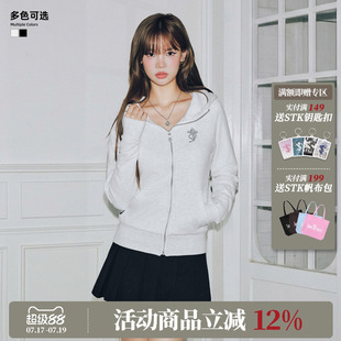 STK SmallTownKid沙漏高领开衫卫衣连帽外套女修身短款上衣帽衫