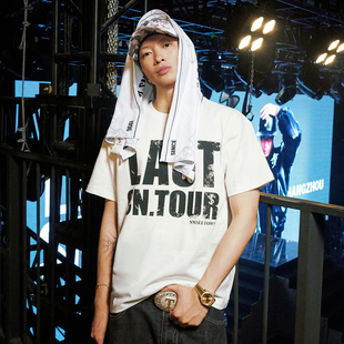 ASEN同款 STK SmallTownKid LAST CN.TOUR斑驳短袖T恤字体潮流TEE
