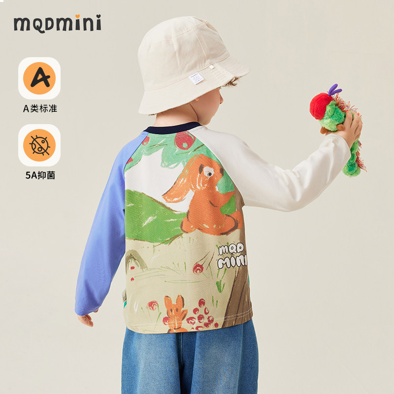 MQDmini童装初春男童圆领印花春装儿童宽松长袖t恤春季2026新款潮,童装/婴儿装/亲子装,T恤,淘宝优惠券,粉丝福利购,淘宝优惠卷