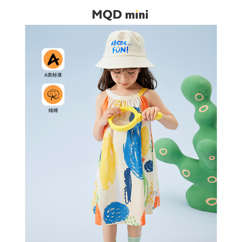 mqdmini女童夏季纯棉无袖连衣裙