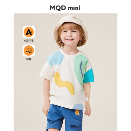 mqdmini男童夏季圆领短袖T恤洋气
