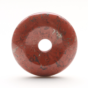 天然水晶吊坠项链红竹石平安扣石英质玉红碧玉有金点一物一图A17