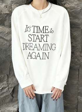 2025新款韩版宽松字母刺绣圆领长袖T恤女秋冬百搭显瘦上衣打底衫