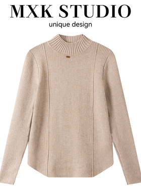 加绒水貂绒半高领毛衣2025秋冬新款加厚保暖一体绒打底衫百搭上衣