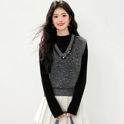 时髦高级感马甲针织叠穿内搭秋冬