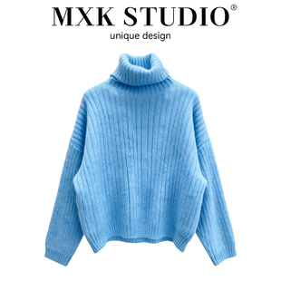 上衣短款 秋冬毛衣内搭慵懒休闲长袖 软糯奶fufu高领针织衫 2025新款