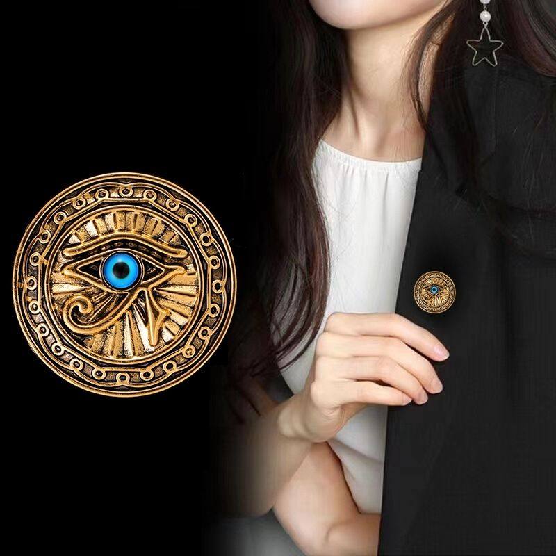 Wedjat Eye埃及荷鲁斯之眼蓝眼睛复古胸花西装职业装外套个性胸章