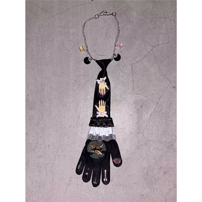 202525年新款搞怪印花手套领带项链