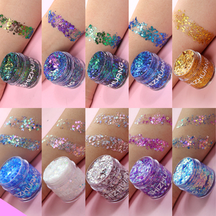 六一儿童节舞台妆亮晶晶啫喱亮片闪粉偏光变色龙细闪脸部眼妆眼影