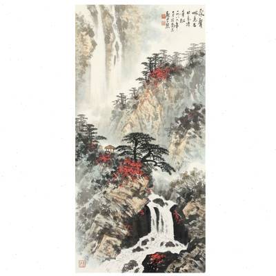 冯超然癸亥秋溪叠嶂山水画中国画复制微喷画心装饰画字画玄关挂画