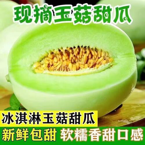头茬玉菇蜜瓜绿肉软糯甜冰淇淋甜瓜非玫珑瓜现摘新鲜水果整箱包邮