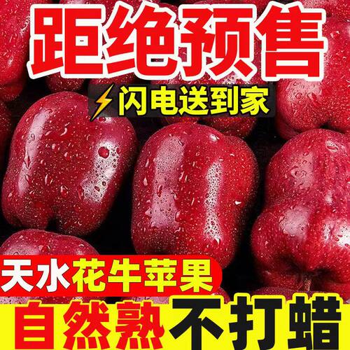 正宗甘肃天水花牛苹果蛇红果面粉脆沙甜新鲜水果整箱包邮