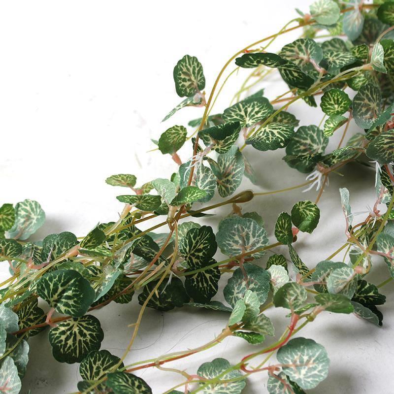 仿真绿植壁挂装饰单支绢布假花绿叶龟背叶海棠叶假植物背景墙挂件