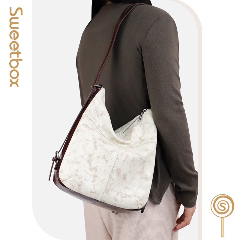 原创撞色牛皮腋下包松弛感单肩包