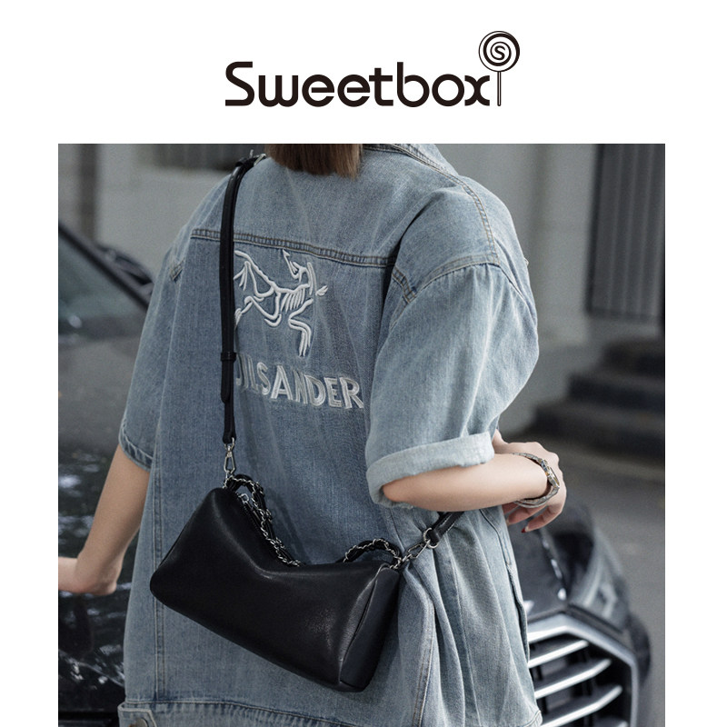 Sweetbox2025新款高级感枕头包女牛皮大容量手提单肩包小斜挎包潮