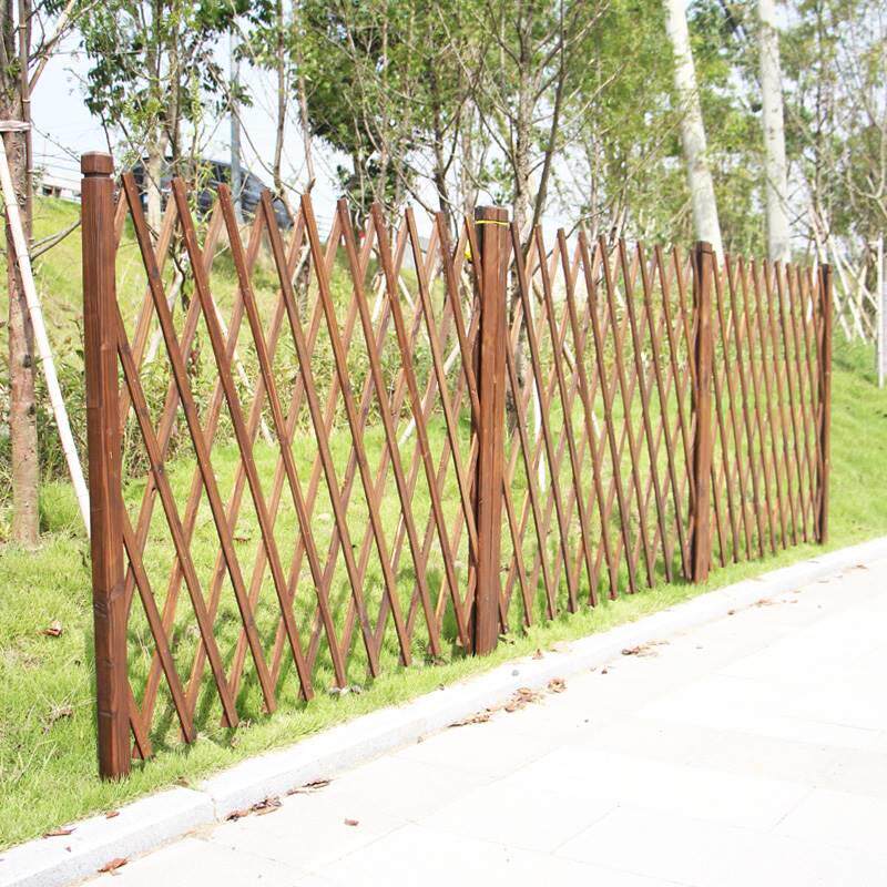 户外防腐木插地栅栏室内宠物围栏庭院花园伸缩篱笆围墙护栏爬藤架