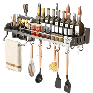 德力西厨房置物架多功能刀架免打孔壁挂式调味料筷子用品大全收纳