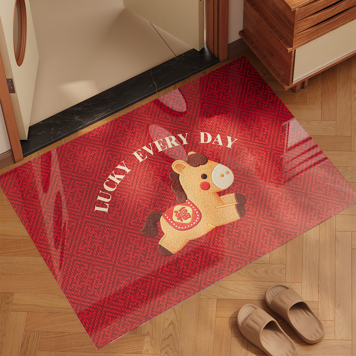 软玻璃透明入户门地垫免洗可擦玄关进门脚垫卡通小马红色防滑地毯,居家布艺,入户地垫,淘宝优惠券,粉丝福利购,淘宝优惠卷