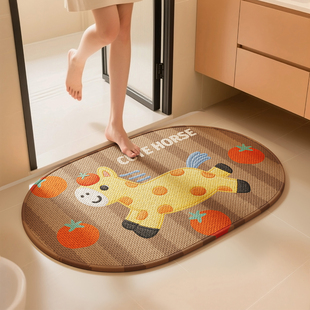 仿编织亚麻卫生间地垫耐磨浴室防滑垫子厕所门口吸水速干擦脚地毯