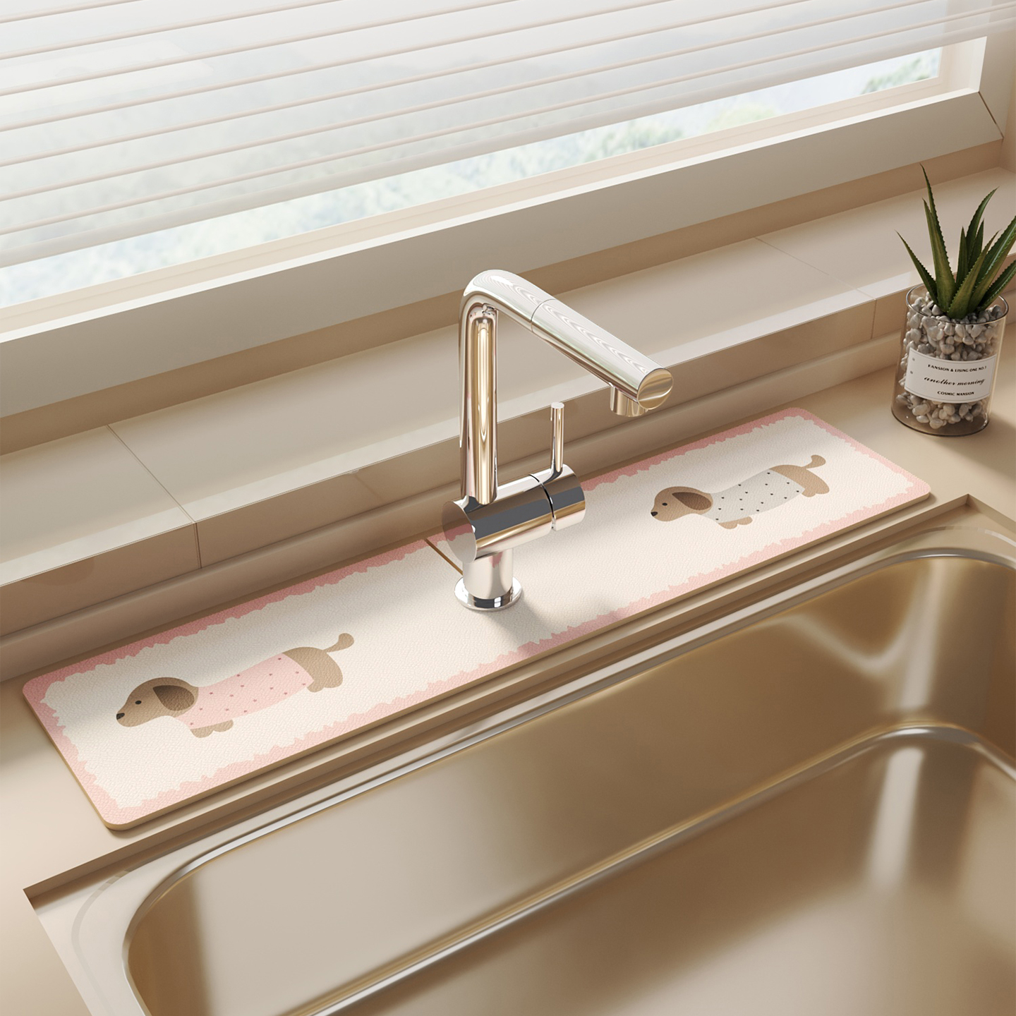 卡通狗狗水龙头吸水垫厨房地垫