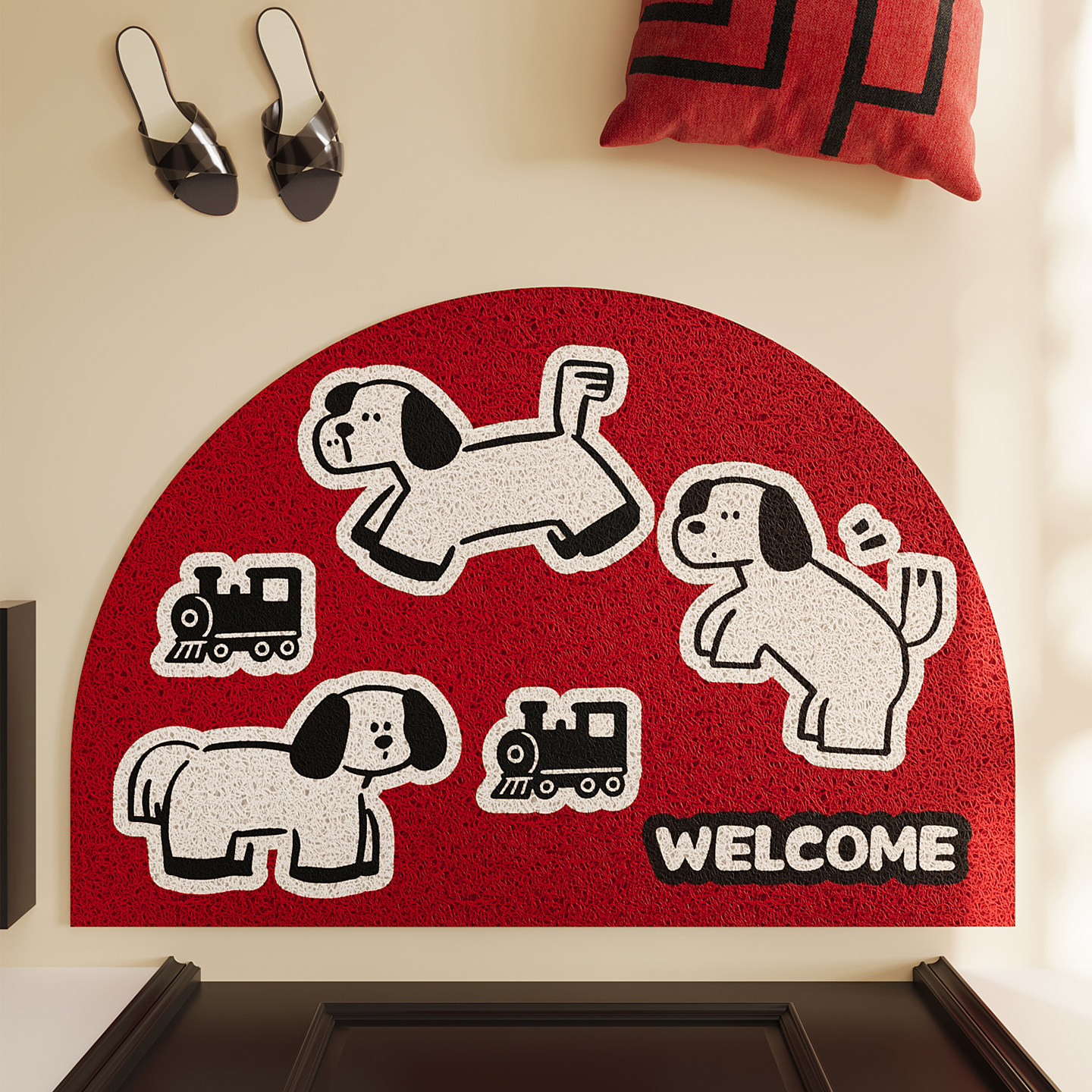 丝圈半圆脚垫入户门地垫玄关大门口红色防滑除尘耐磨耐脏门垫地毯,居家布艺,入户地垫,淘宝优惠券,粉丝福利购,淘宝优惠卷