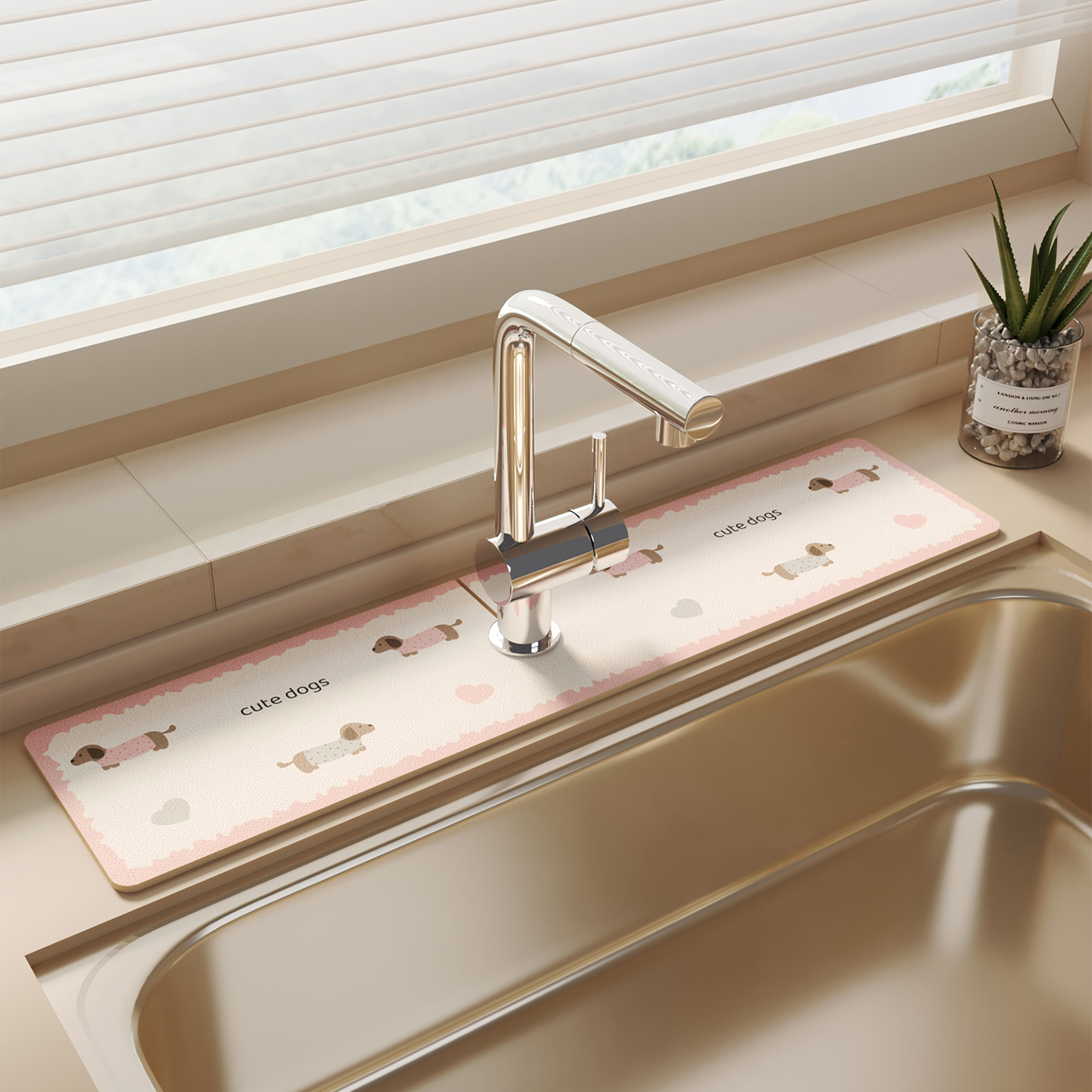 卡通狗狗水龙头吸水垫厨房地垫