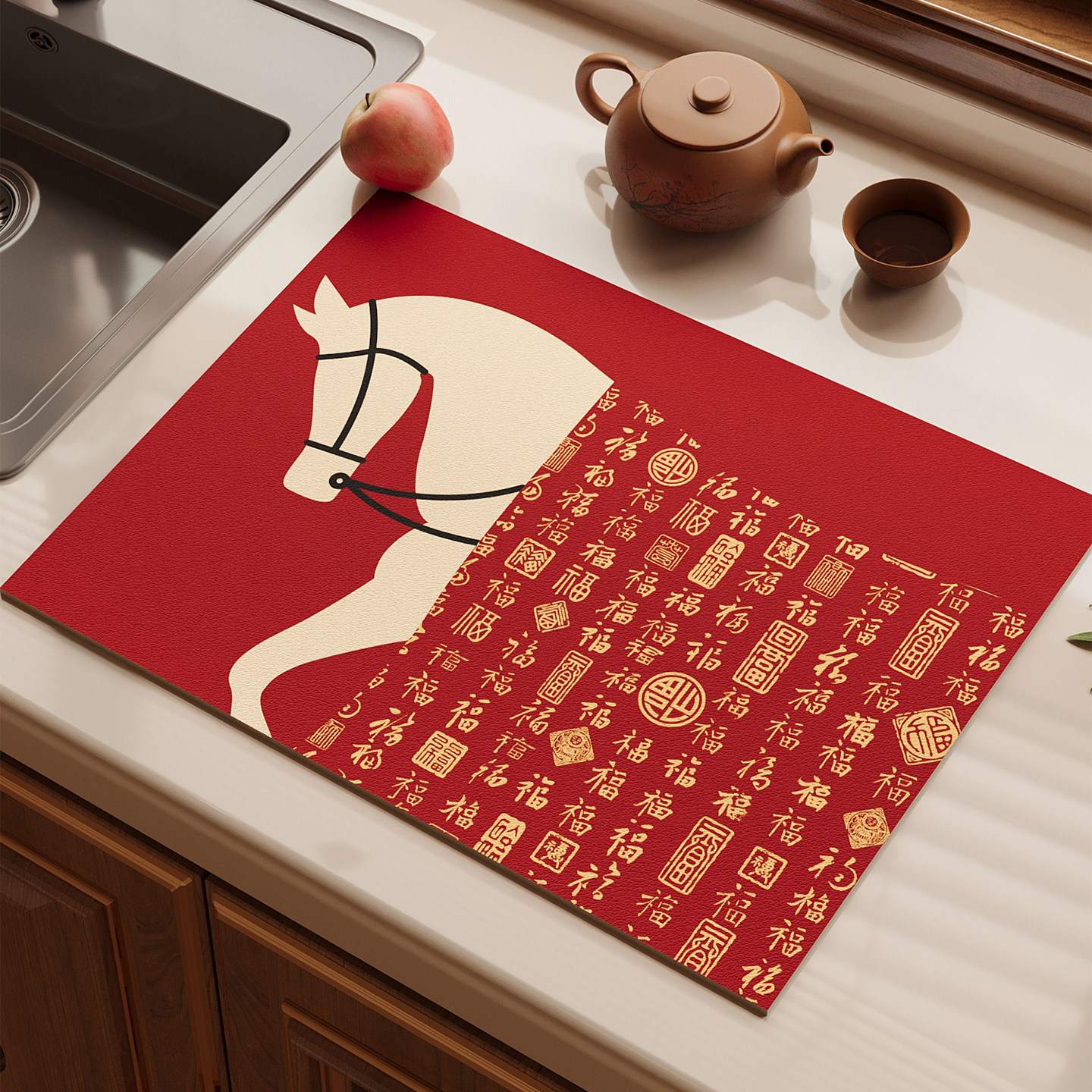 碗盘杯免洗可擦保护垫厨具隔热垫红色厨房沥水台面垫硅藻泥吸水垫,居家布艺,厨房地垫,淘宝优惠券,粉丝福利购,淘宝优惠卷