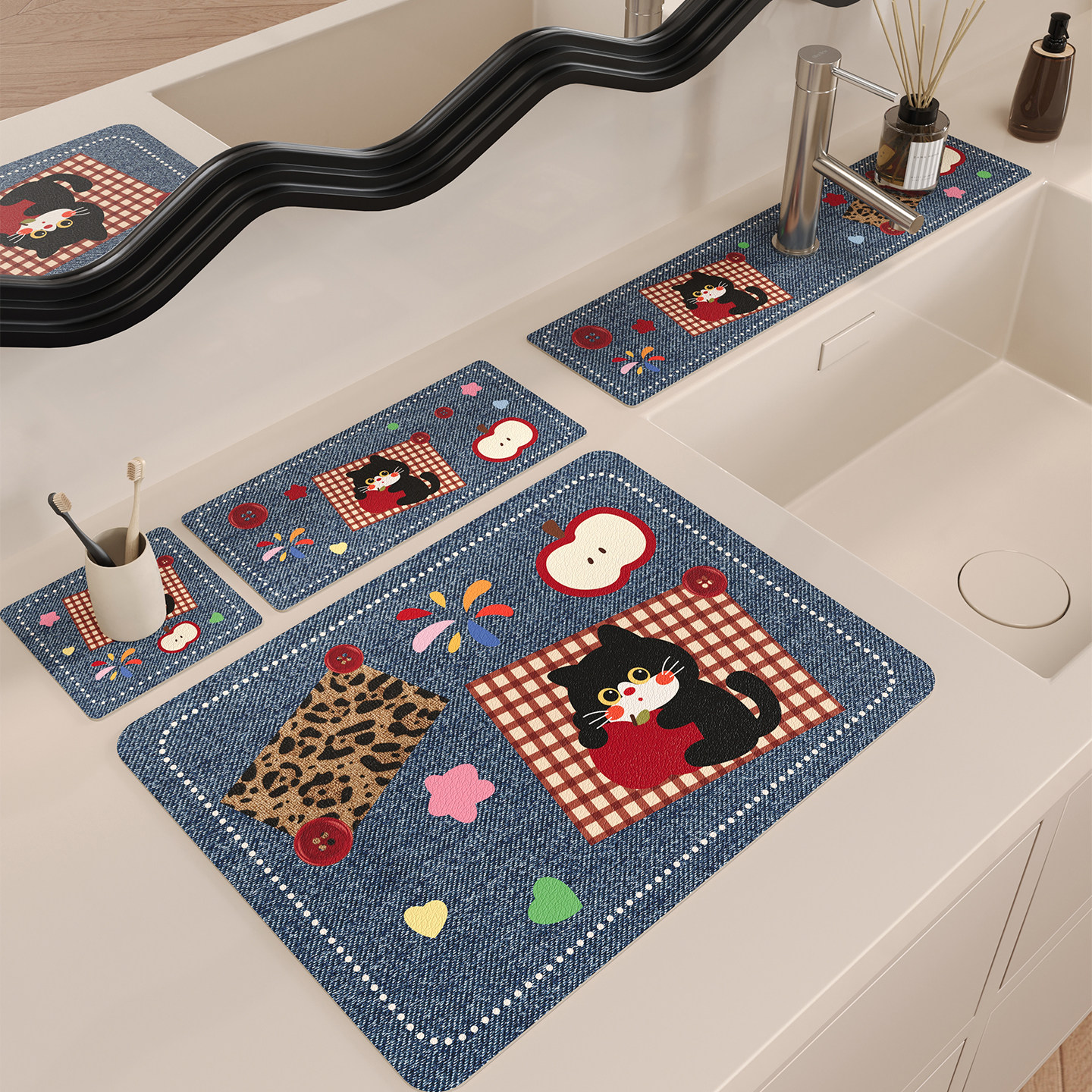 洗手台台面垫吸水垫免洗可擦硅藻泥卫生间窄边水龙头沥水垫杯垫子,居家布艺,家用脚垫,淘宝优惠券,粉丝福利购,淘宝优惠卷