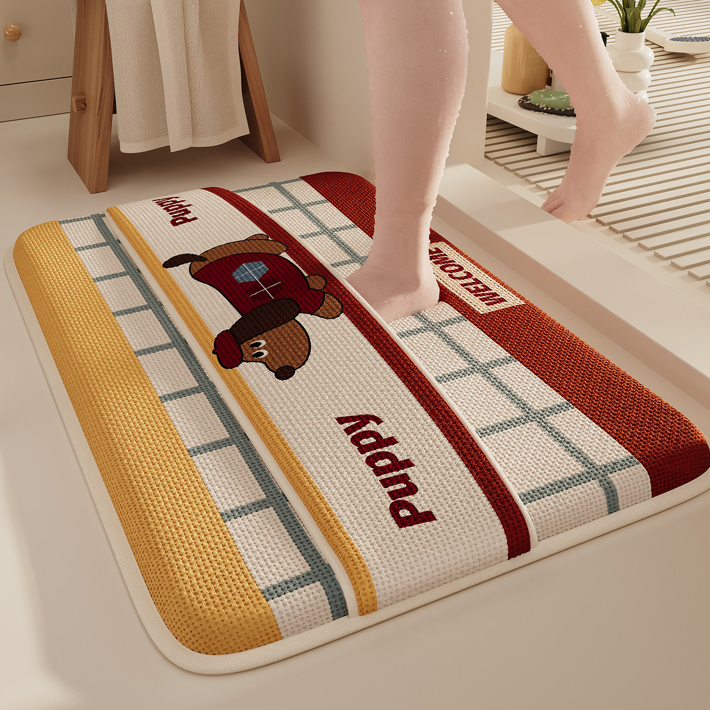 防滑吸水卫生间地垫加厚记忆海绵可手洗吸水擦脚背垫脚垫浴室垫子