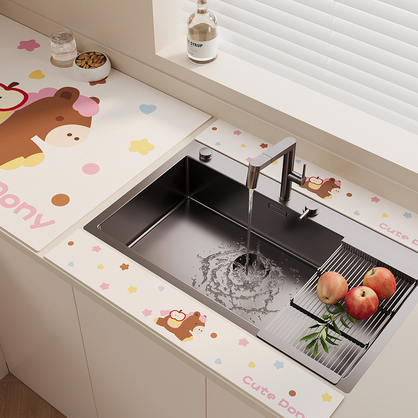 厨房水龙头吸水垫洗手台硅藻泥窄边沥水垫卡通小马免洗可擦台面垫,居家布艺,厨房地垫,淘宝优惠券,粉丝福利购,淘宝优惠卷