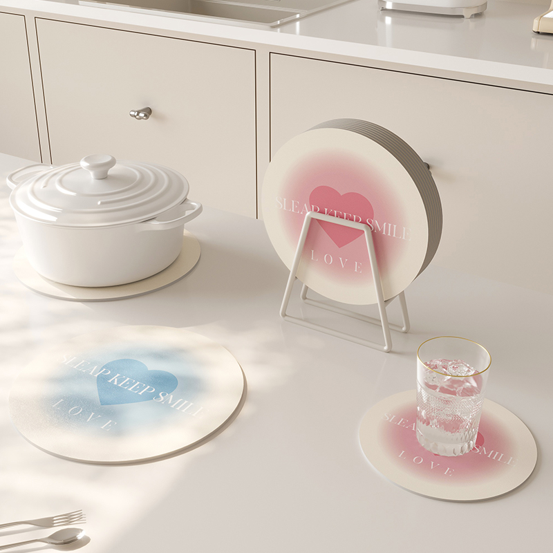 硅藻泥圆形隔热垫吸水杯垫餐桌茶几沥水垫奶油风茶杯垫碗盘餐垫子,居家布艺,餐垫,淘宝优惠券,粉丝福利购,淘宝优惠卷