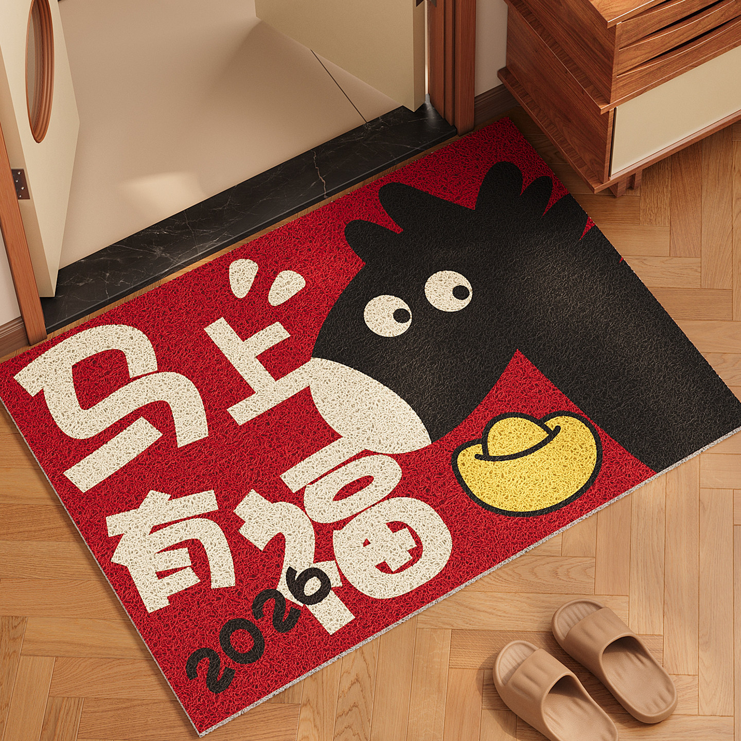 入户门地垫丝圈小马红色喜庆2026新款玄关门口进门可裁剪脚垫地毯,居家布艺,入户地垫,淘宝优惠券,粉丝福利购,淘宝优惠卷