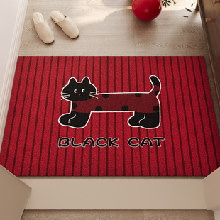 入户门地垫玄关PVC丝圈大门口进门脚垫防滑除尘红色喜庆刮泥地毯