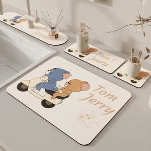 厨房水龙头硅藻泥洗手台吸水垫洗手间窄边强吸水卫生间沥水垫杯垫