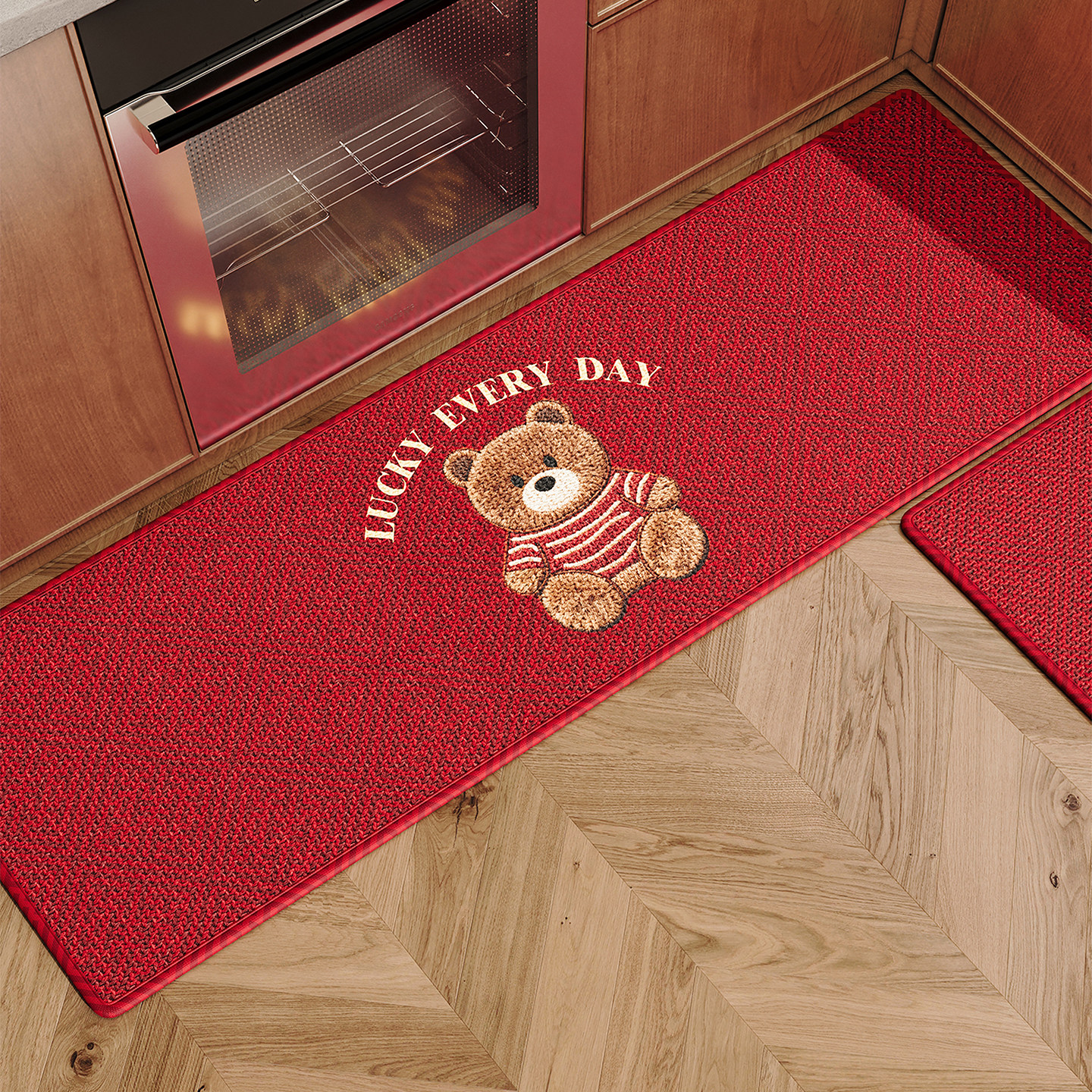 红色卡通家用免洗吸水速干擦脚垫厨房专用地垫耐脏耐磨防滑垫地毯,居家布艺,厨房地垫,淘宝优惠券,粉丝福利购,淘宝优惠卷