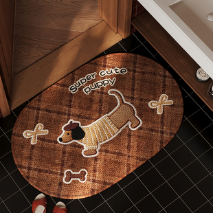 卫生间地垫仿编织亚麻耐磨浴室防滑垫子厕所门口吸水速干擦脚地毯