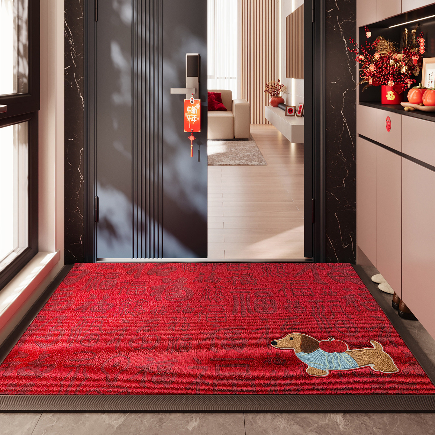 地垫入户门垫红色卡通刺绣玄关大门口防滑进门脚垫除尘门毯门外垫,居家布艺,入户地垫,淘宝优惠券,粉丝福利购,淘宝优惠卷