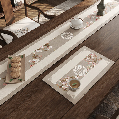 新中式茶席桌布强吸水硅藻泥禅意桌旗茶桌台面长条垫子轻奢高级感