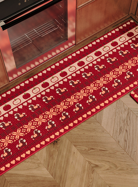 耐脏耐磨红色卡通小马家用吸水速干擦脚垫厨房专用地垫防滑垫地毯