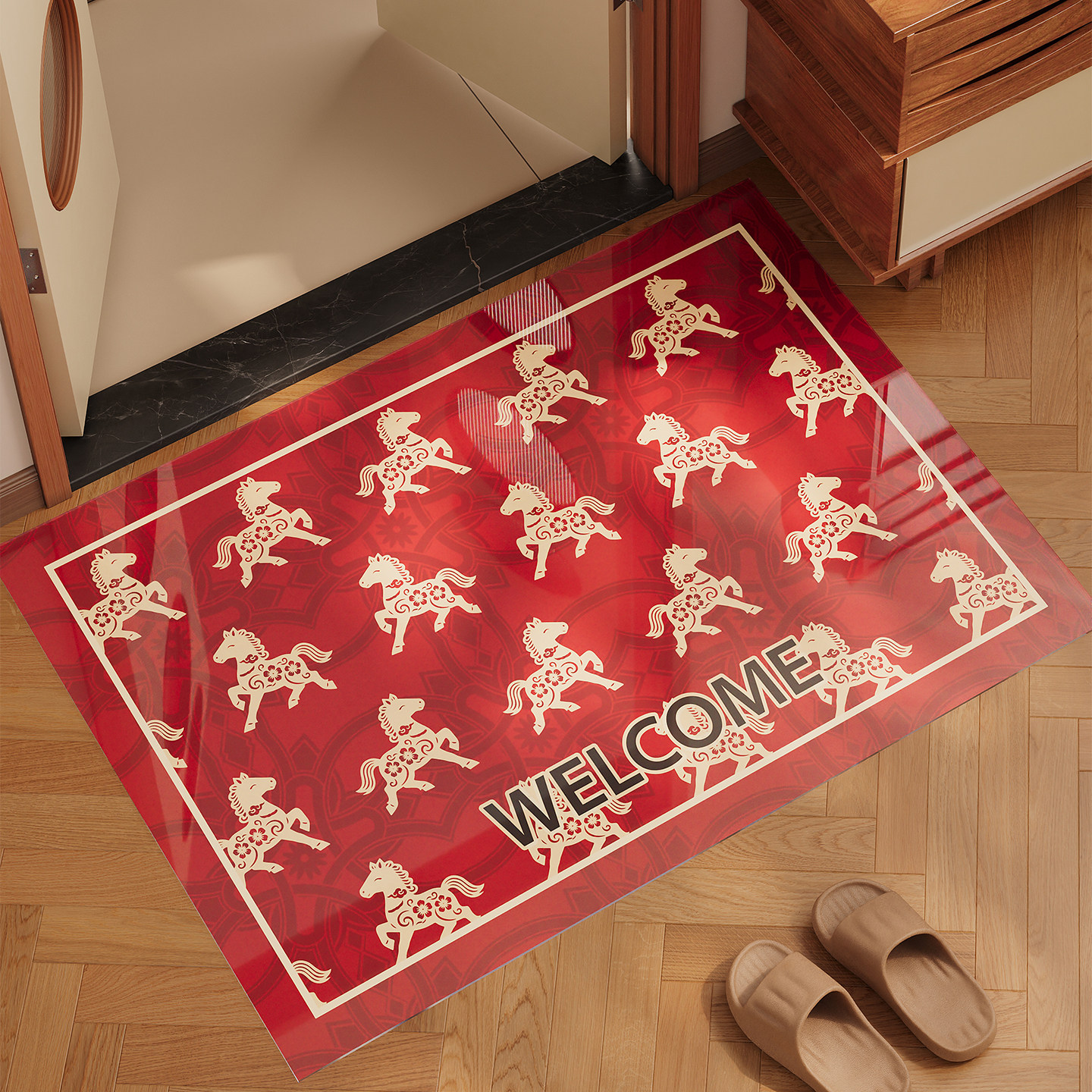 软玻璃透明入户门地垫玄关大门口进门脚垫红色小马可裁剪防滑地毯,居家布艺,入户地垫,淘宝优惠券,粉丝福利购,淘宝优惠卷