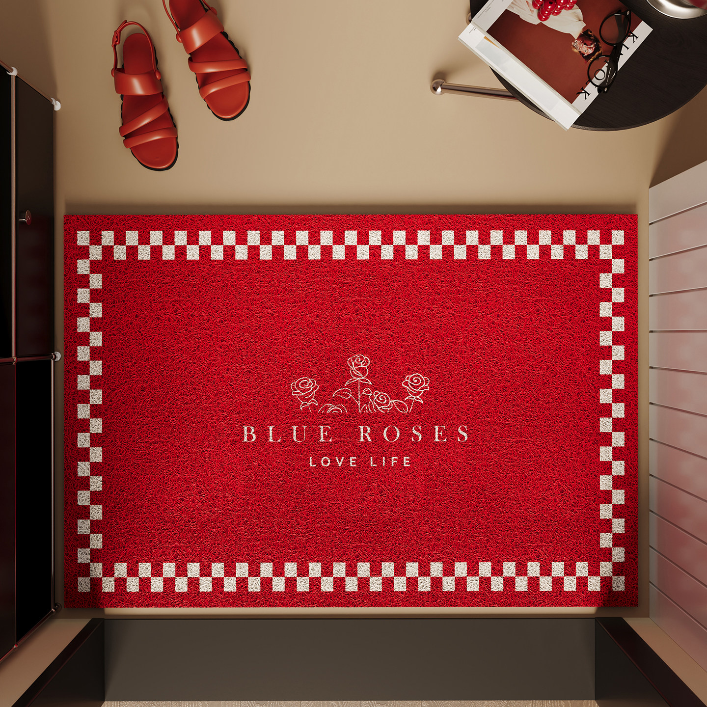 红色丝圈脚垫玄关大门进门入户门地垫耐磨耐脏除尘免洗可裁剪地毯,居家布艺,入户地垫,淘宝优惠券,粉丝福利购,淘宝优惠卷