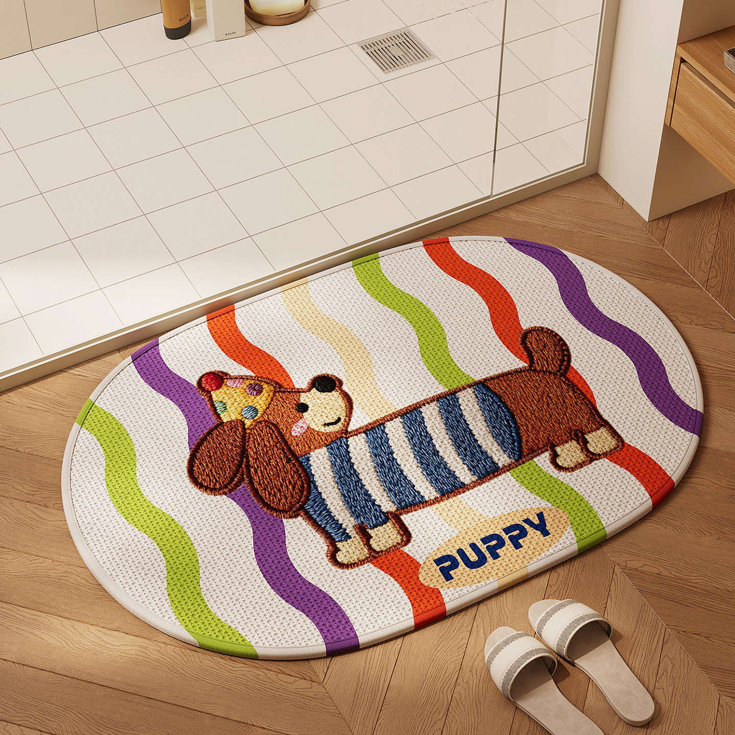 卡通腊肠狗卫生间防滑垫厕所门口吸水速干脚垫子免洗耐脏浴室地毯