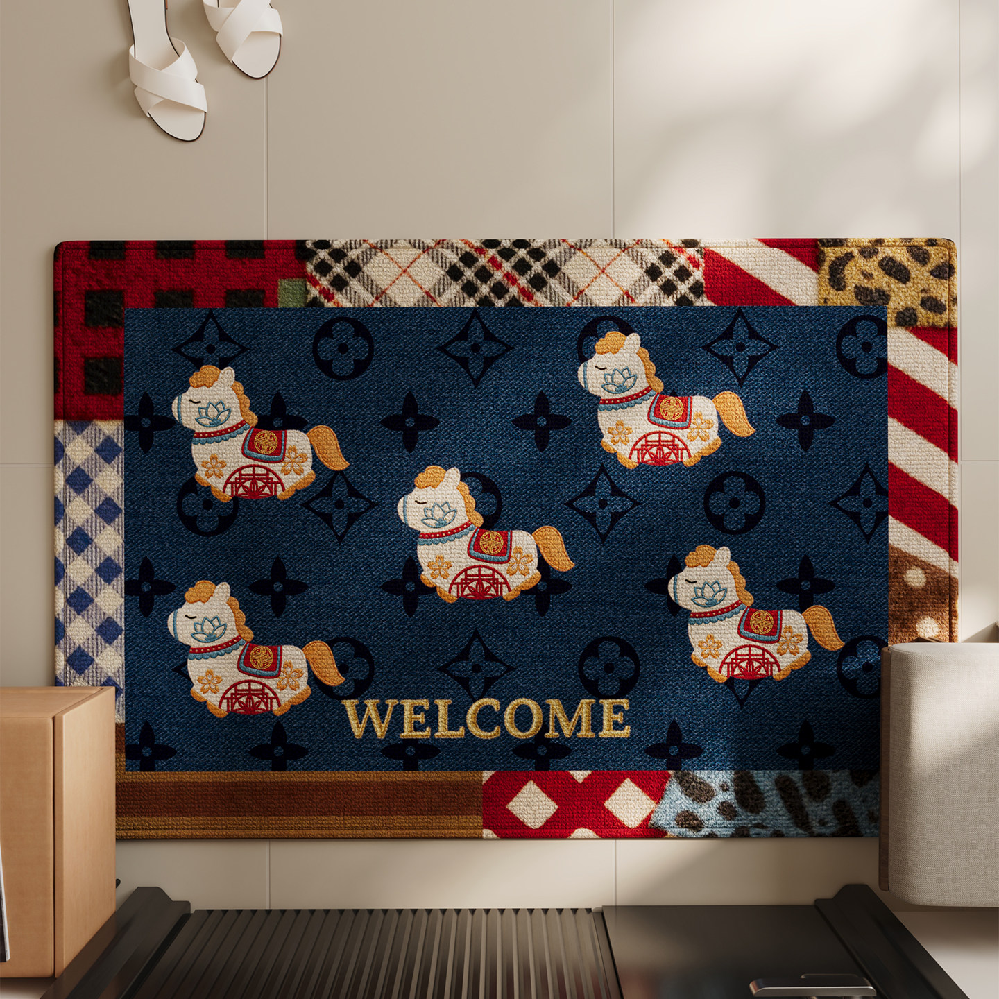 轻奢高级感玄关大门口进门脚垫卡通小马入户门地垫防滑可定制地毯,居家布艺,入户地垫,淘宝优惠券,粉丝福利购,淘宝优惠卷