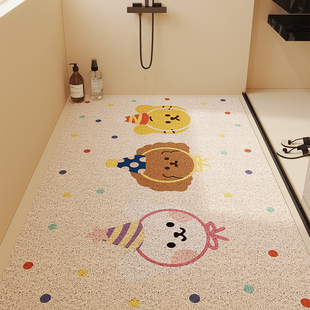 浴室满铺丝圈地垫洗澡隔水脚垫淋浴防滑防摔可裁剪卫生间专用排水