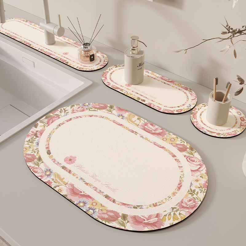 水龙头吸水垫椭圆厨房硅藻泥