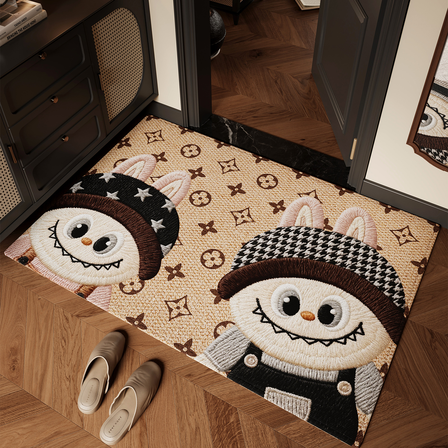 入户门地垫仿刺绣2025新款轻奢