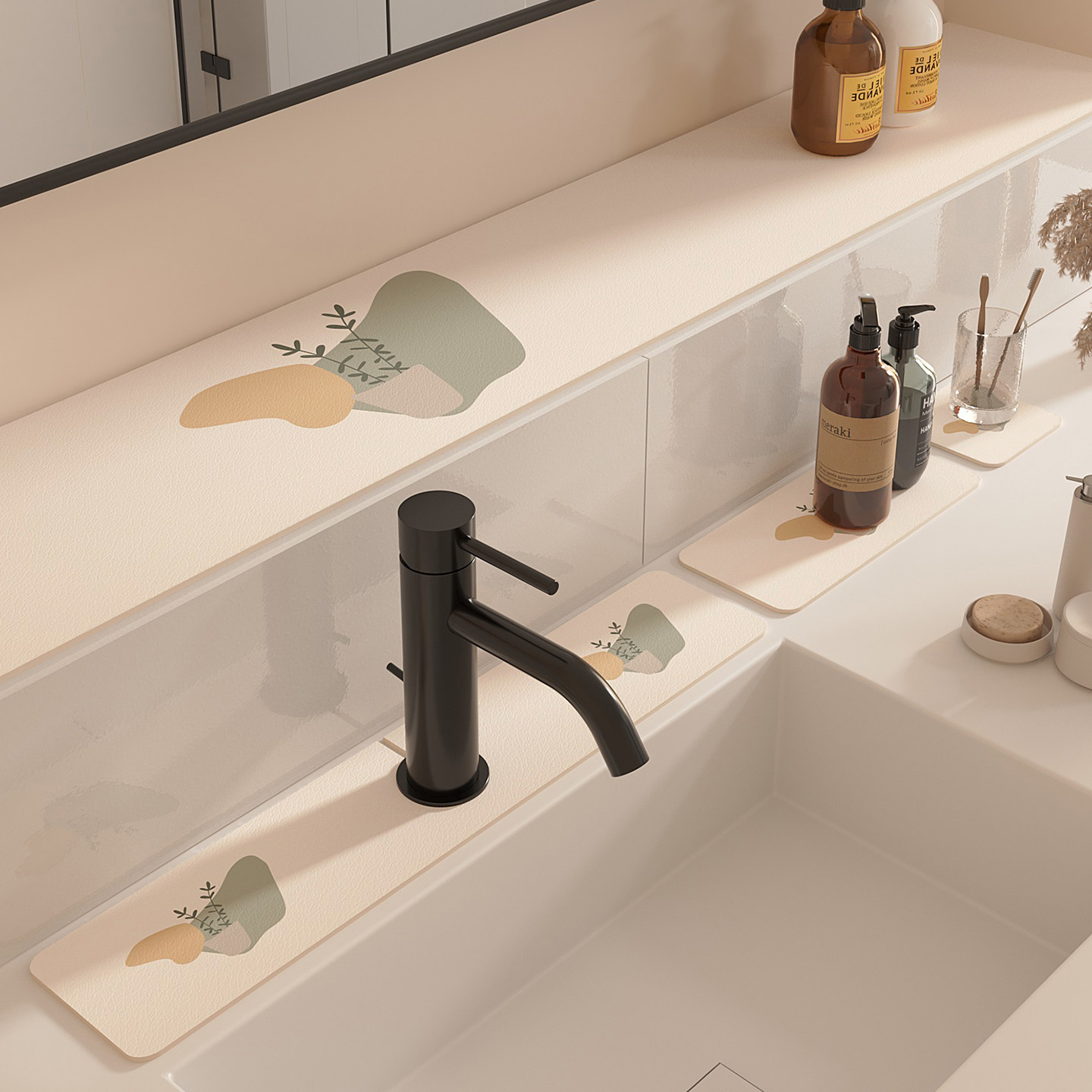 硅藻泥水槽窄边洗手台吸水垫沥水垫子防滑耐脏卫生间浴室柜台面垫,居家布艺,家用脚垫,淘宝优惠券,粉丝福利购,淘宝优惠卷